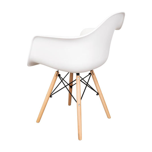 Silla Delia, Color Blanco, Con espaldar y patas en Madera X4