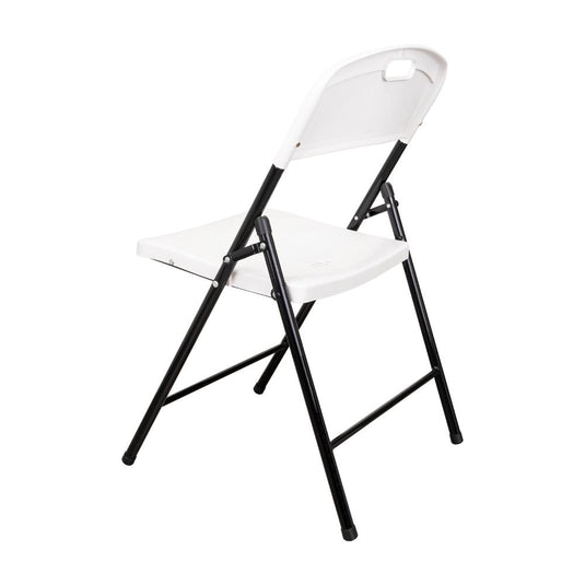 Silla Plegable Dako, Blanco, Espaldar y Asiento en Material Plástico y Patas Metálicas