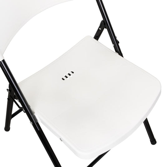 Set de Seis Sillas Plegables Dako, Blanco, espaldar y asiento en material plastico y patas metálicas