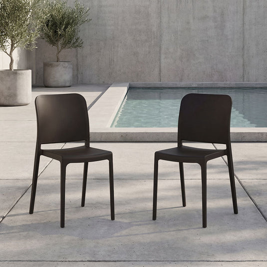 Set de 2 Sillas Triveca, Negro, con Espaldar Cerrado y Diseño Minimalista