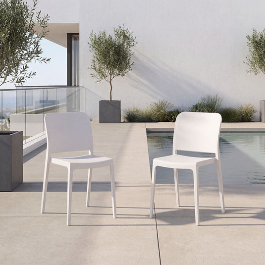Set de 2 Sillas Triveca, Blanco, con Espaldar Cerrado y Diseño Minimalista