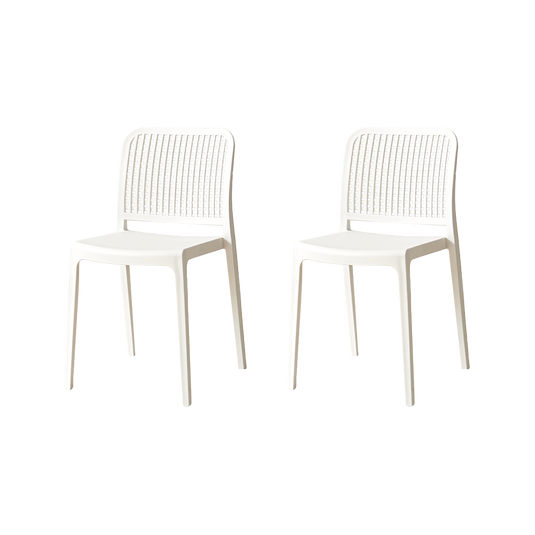 Set de 2 Sillas Bronx, Blanco, con Espaldar en Cuadrados y Diseño Minimalista