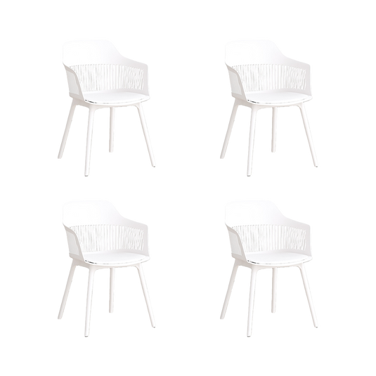 Set de 4 Sillas con Cojín Max, Color Blanco, con Espaldar en Rejilla