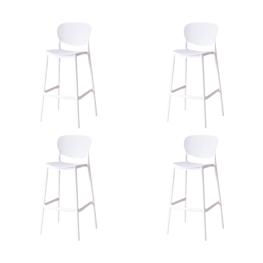 Set de 4 Sillas para Bar Río, Color Blanco, Diseño Moderno