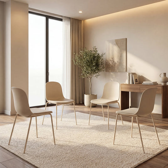 Set de 4 Sillas con Cojín Aiara, Color Blanco, Diseño Moderno
