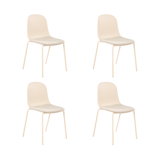 Set de 4 Sillas con Cojín Aiara, Color Blanco, Diseño Moderno