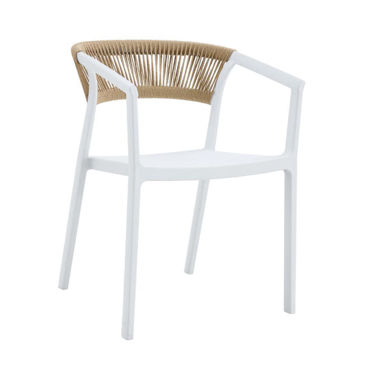 Set de 2 Sillas Balí, Blanco, con Espaldar en Cuerdas y Diseño Moderno