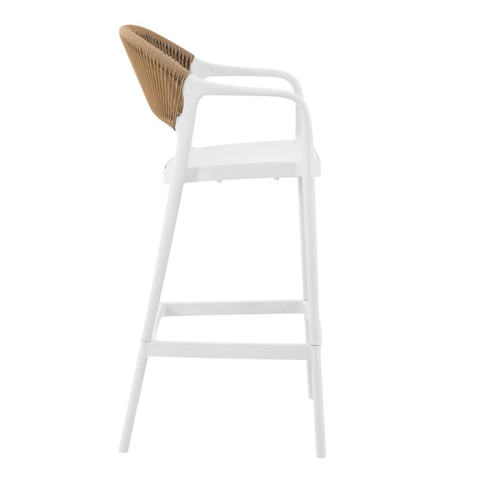 Set de 4 Sillas para Bar Balí, Blanco, Doble propósito con Reposa Pies