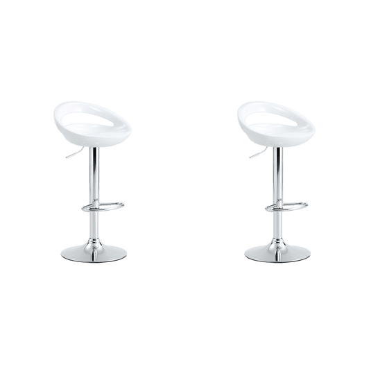 Kit de Dos Sillas Bar Turón, Blanco, base metal cromado