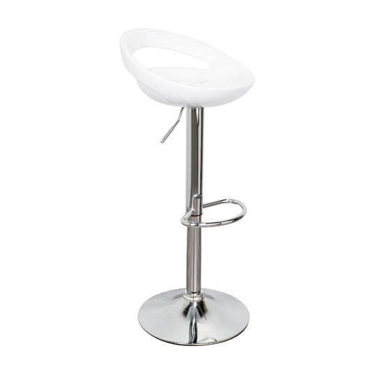 Kit de Cuatro Sillas Bar Turón, Blanco, base metal cromado