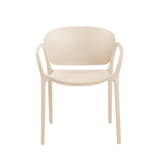 Set de 2 Sillas con Brazos California, Taupe Claro, con Espaldar y Diseño Minimalista
