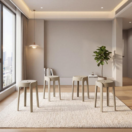 Set de 4 Butacos Apilable Maison, Color Gris Oscuro, Diseño Moderno