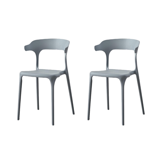 Set de 2 Sillas Elena, Color Gris Oscuro, con Espaldar y Diseño Moderno