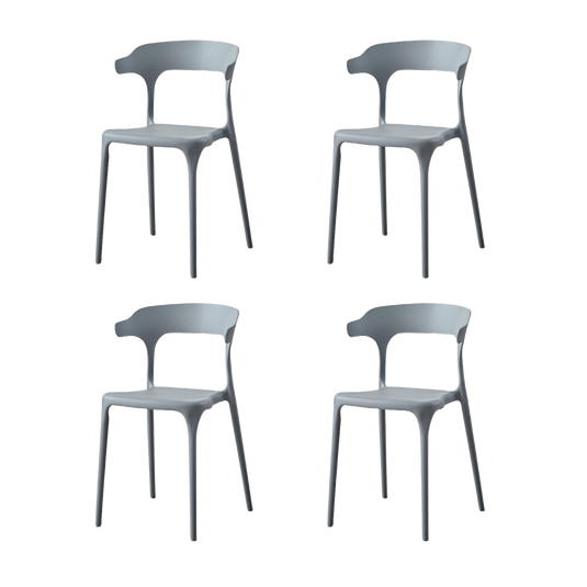 Set de 4 Sillas Elena, Color Gris Oscuro, con Espaldar y Diseño Moderno