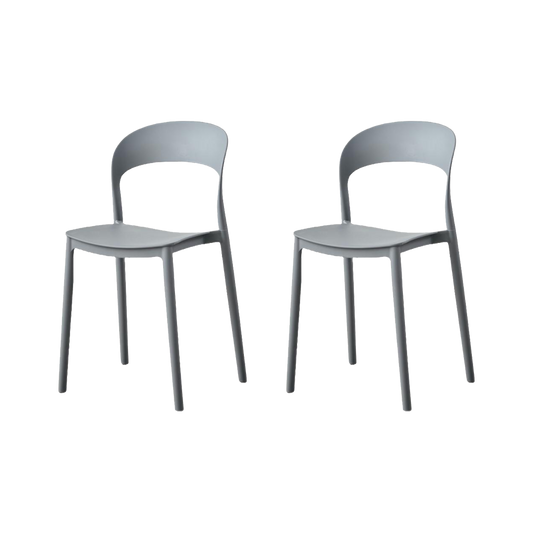Set de 2 Sillas Patrick, Color Gris Oscuro, con Espaldar y Diseño Moderno
