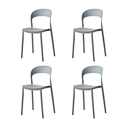 Set de 4 Sillas Patrick, Color Gris Oscuro, con Espaldar y Diseño Moderno