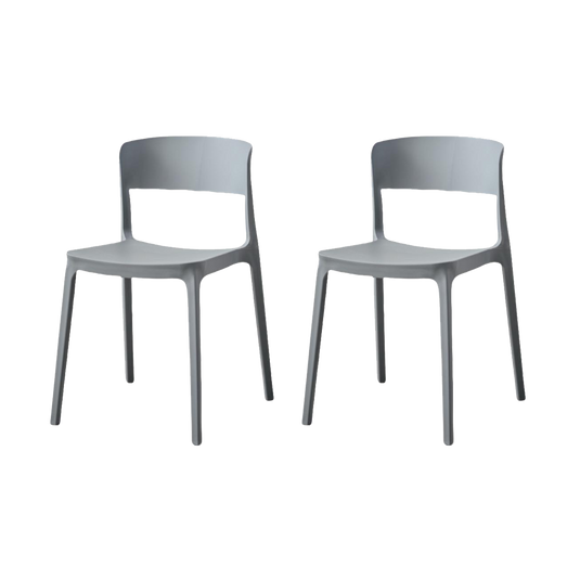 Set de 2 Sillas Mónaco, Color Gris Oscuro, con Espaldar y Diseño Moderno