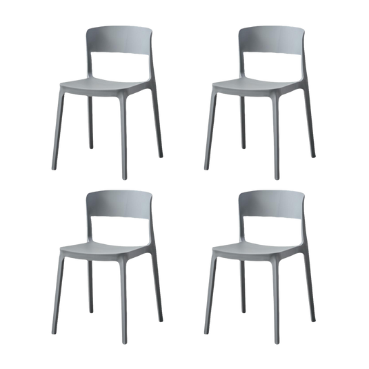 Set de 4 Sillas Mónaco, Color Gris Oscuro, con Espaldar y Diseño Moderno