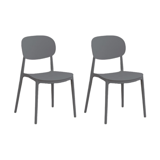 Set de 2 Sillas Milán, Color Gris Oscuro, con Espaldar y Diseño Moderno
