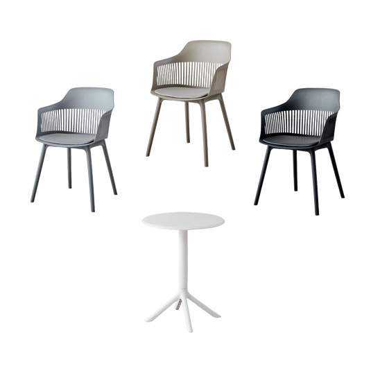 Combo Eco, Incluye Mesa Redonda y 3 Sillas con Espaldar