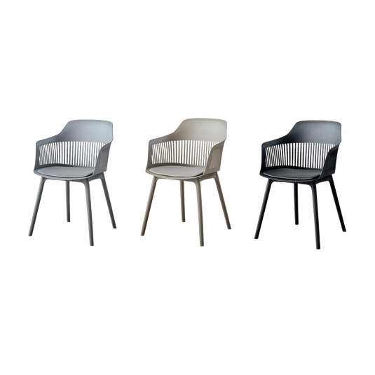 Set de 3 Sillas Majestic, Color Gris - Taupe y Negro, con Espaldar
