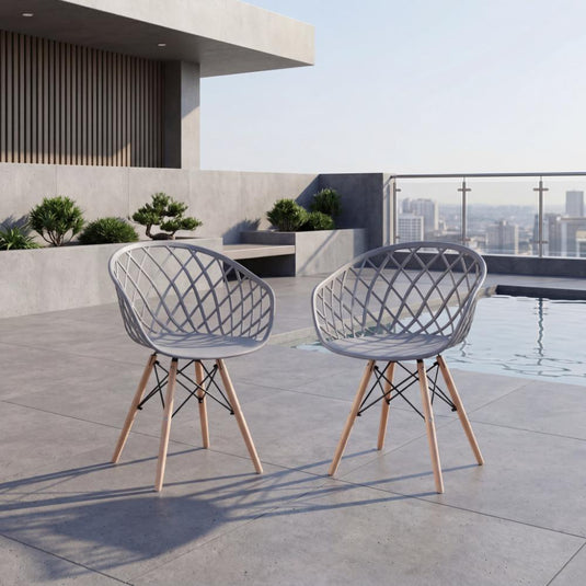 Set de 2 Sillas Oasis con Brazos, Color Gris, con Espaldar