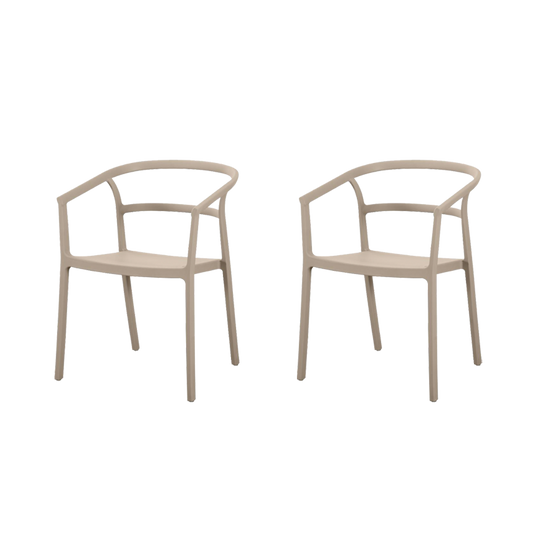 Set de 2 Sillas Porto, Taupe, con Espaldar Minimalista y Diseño Moderno