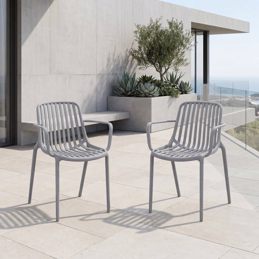 Set de 2 Sillas Parma, Gris, con Espaldar en Rayas y Diseño Minimalista