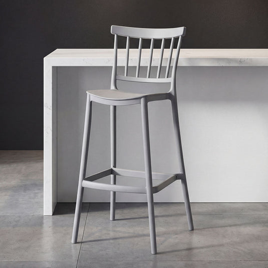 Set de 4 Sillas para Bar Oxford, Gris, con Espaldar en Barras y Diseño Minimalista