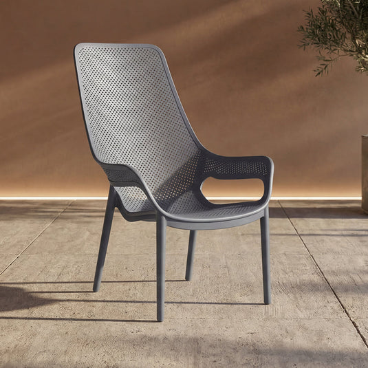 Silla Lounge Mayorca, Gris Oscuro, con Espaldar y Reposa Brazos