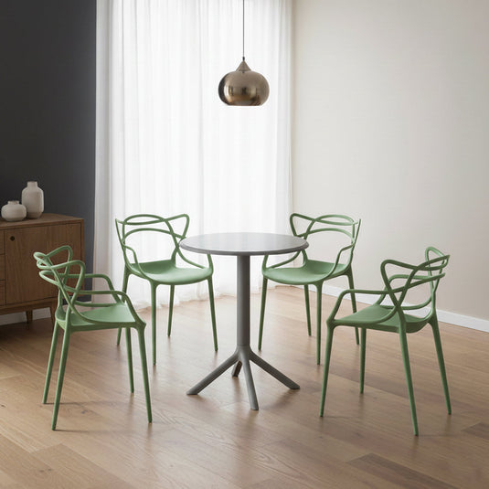 Combo Oak, Incluye Mesa Redonda y 4 Sillas en Color Verde