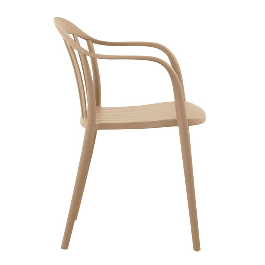 Set de 4 Sillas con Brazos Delhi, Khaki, con Espaldar y Diseño Minimalista