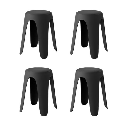 Set de 4 Butacos con Cojín Else, Color Negro, Diseño Moderno Incluye Cojín