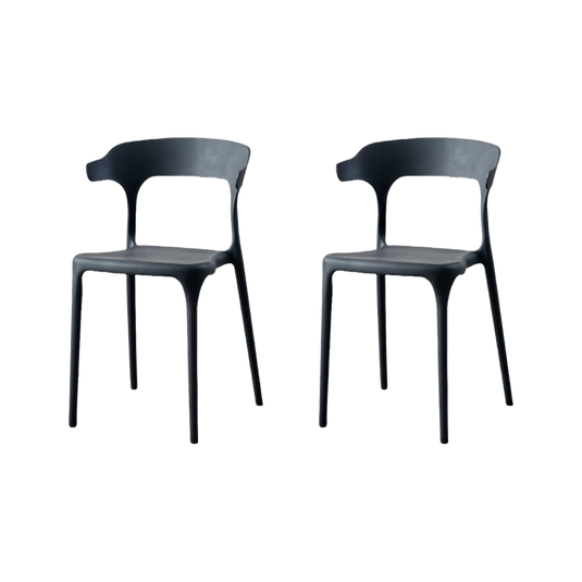 Set de 2 Sillas Elena, Color Negro, con Espaldar y Diseño Moderno