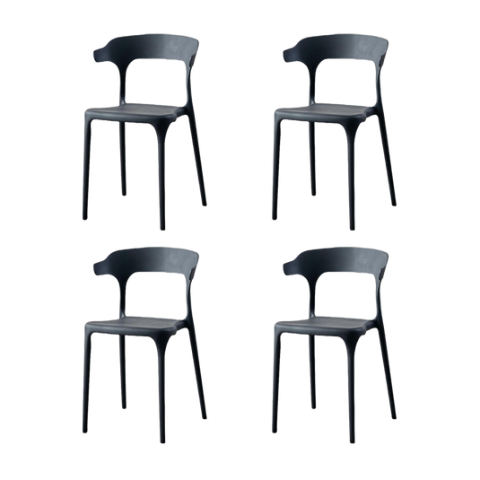 Set de 4 Sillas Elena, Color Negro, con Espaldar y Diseño Moderno