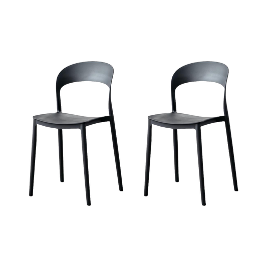 Set de 2 Sillas Patrick, Color Negro, con Espaldar y Diseño Moderno