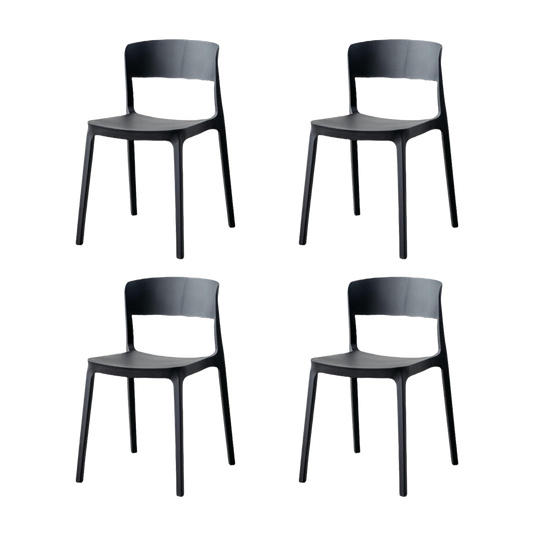 Set de 4 Sillas Mónaco , Color Negro, con Espaldar y Diseño Moderno