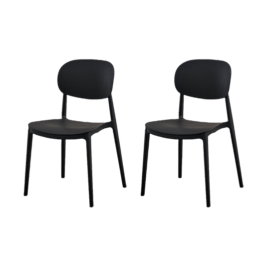 Set de 2 Sillas Milán, Color Negro, con Espaldar y Diseño Moderno