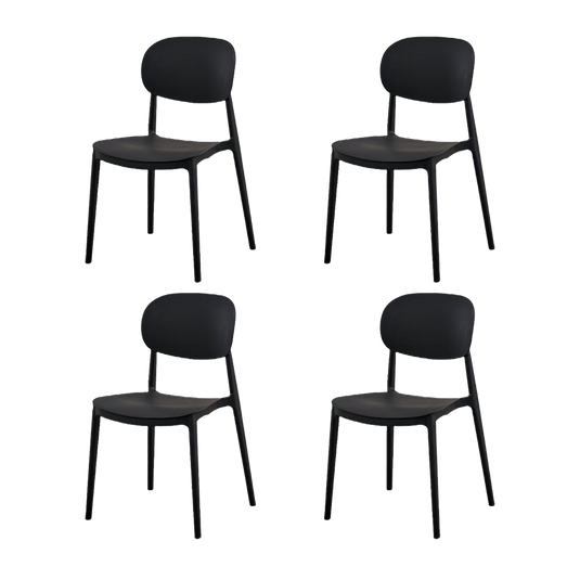 Set de 4 Sillas Milán, Color Negro, con Espaldar y Diseño Moderno