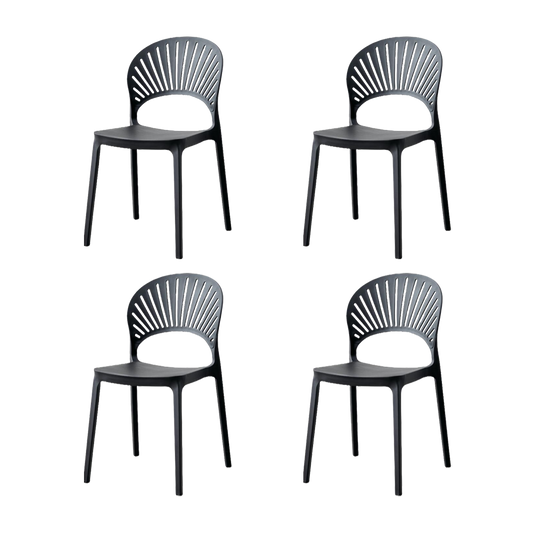 Set de 4 Sillas Paraíso, Color Negro, con Espaldar y Diseño Moderno