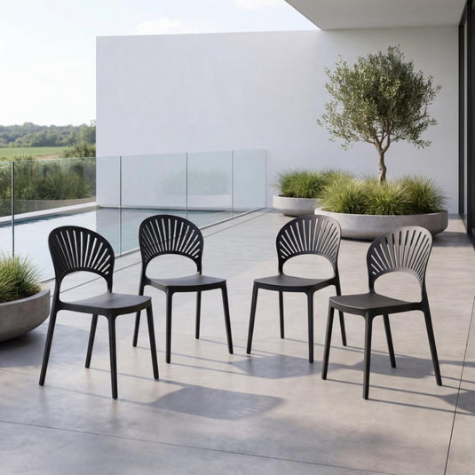 Set de 4 Sillas Paraíso, Color Negro, con Espaldar y Diseño Moderno