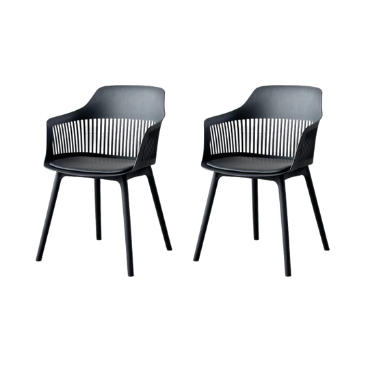 Set de 2 Sillas con Cojín Max, Color Negro, con Espaldar en Rejilla