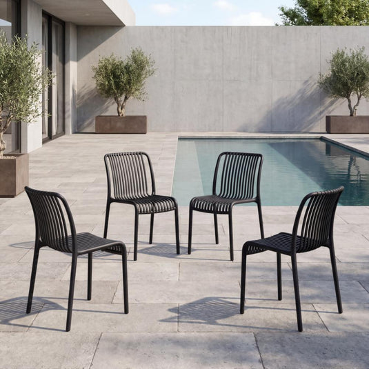 Set de 4 Sillas Terra, Color Negro, con Espaldar
