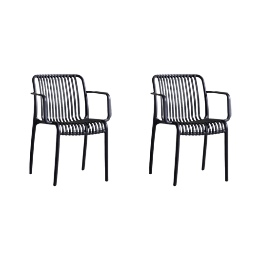Set de 2 Sillas Terra con Brazos, Color Negro, con Espaldar