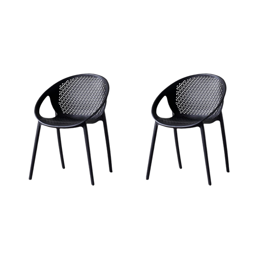 Set de 2 Sillas Selva con Brazos, Color Negro, con Espaldar