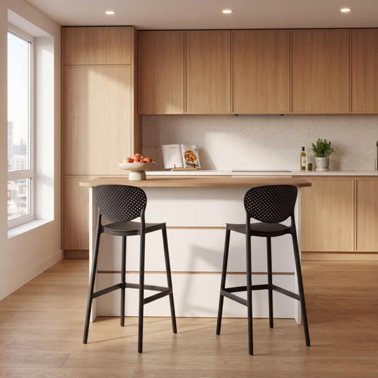 Set de 2 Sillas para Bar Río, Color Negro, Diseño Moderno