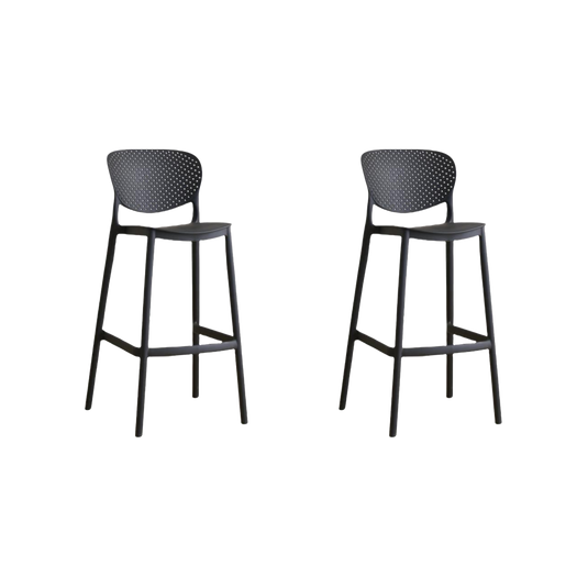 Set de 2 Sillas para Bar Río, Color Negro, Diseño Moderno