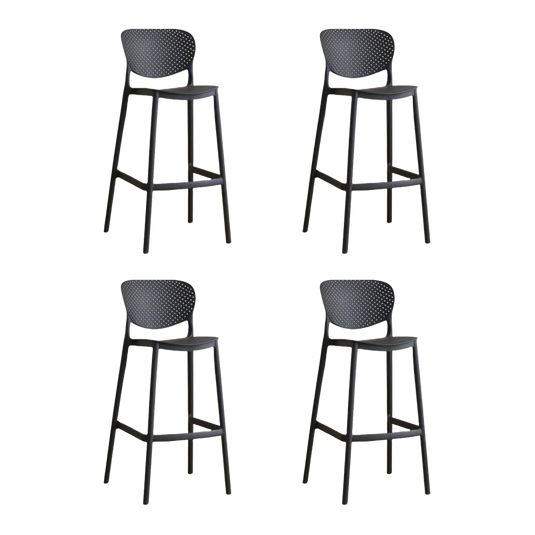 Set de 4 Sillas para Bar Río, Color Negro, Diseño Moderno