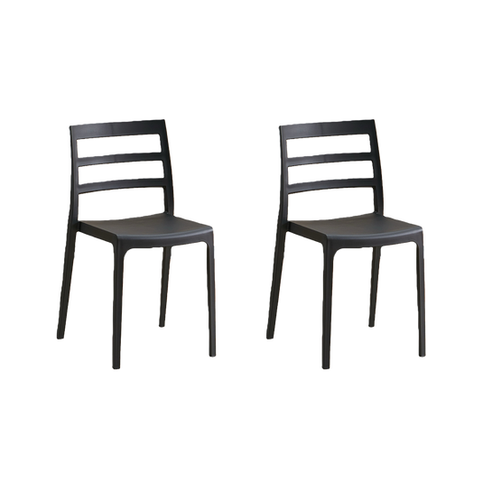 Set de 2 Sillas New York, Negro, con Espaldar en Líneas y Diseño Minimalista