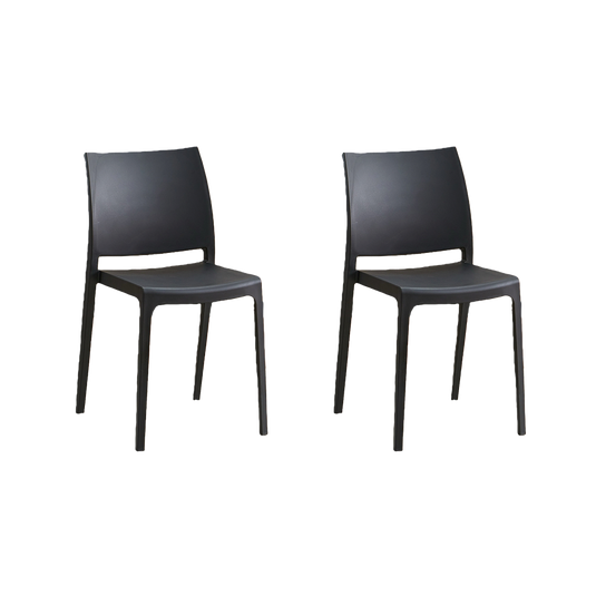 Set de 2 Sillas Soho, Negro, con Espaldar Cerrado y Diseño Minimalista